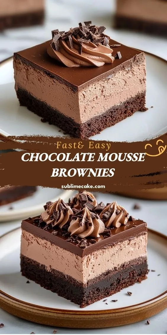 Incredible Ultimate Chocolate Mousse Brownies with Rich Fudgy Base and Silky Topping - tertiary view